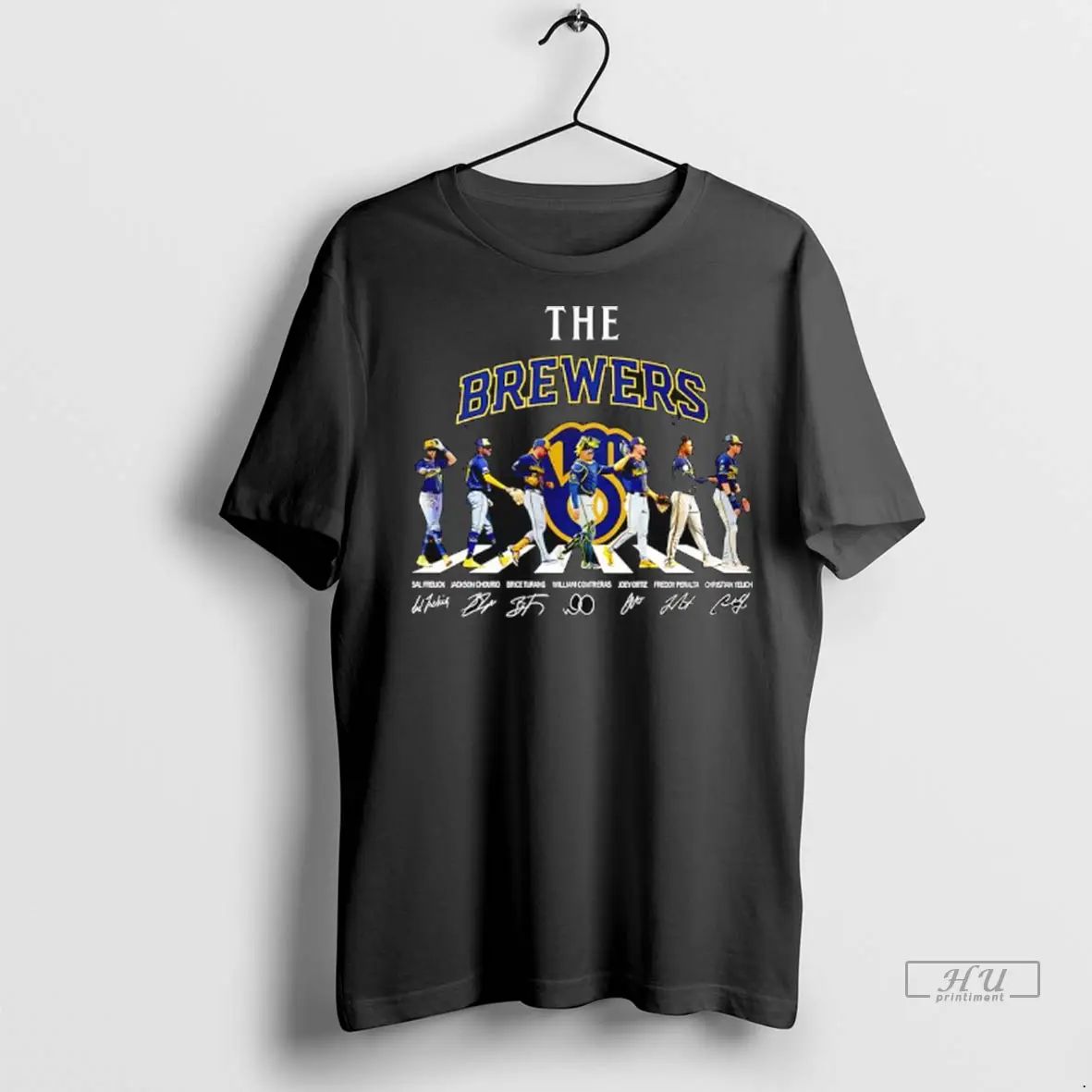 Officials The Milwaukee Brewers Signatures Players Depicted Abbey Road Cover Ladies T Shirts