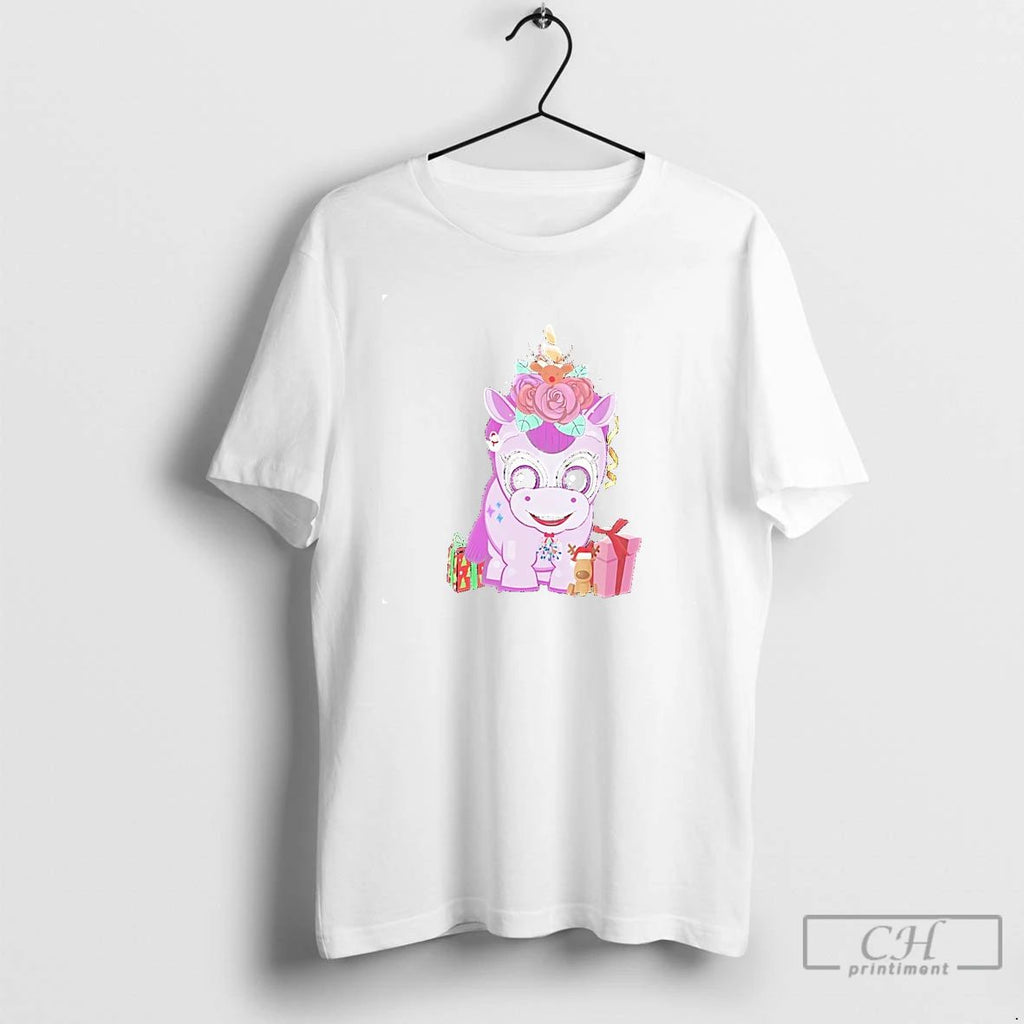 Classic Purple Unicorn Christmas Gifts Reindeer Bow Holiday T Shirts