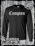 COMPTON Long Sleeve T-Shirt - West Coast Hip Hop Rap Tee Los Angeles LA Cali