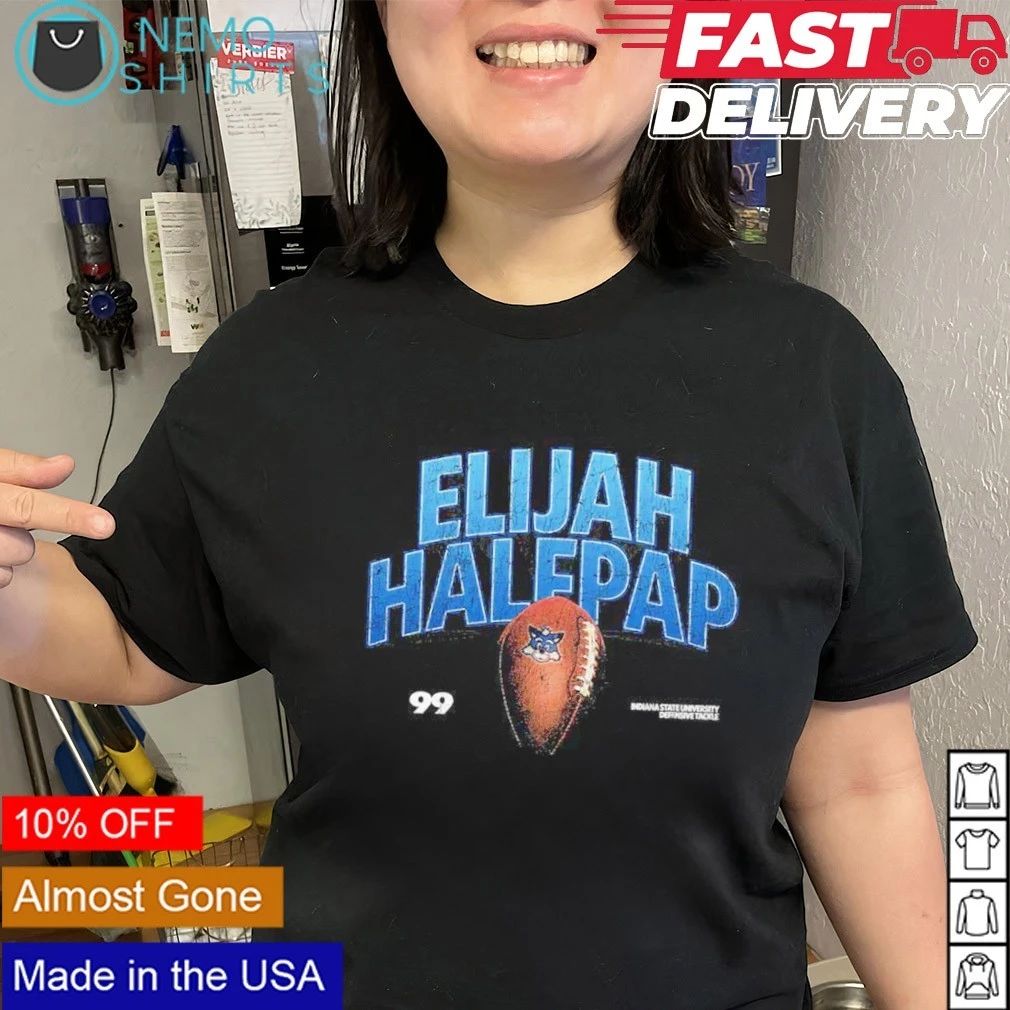 Elijah Halfpap No 99 Indiana State University Defensive Tackle shirt