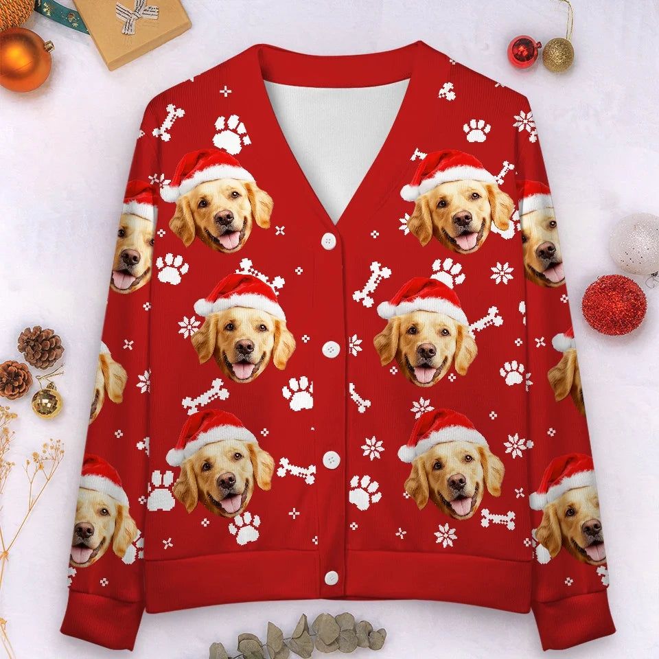 Custom Photo Christmas Cuddles From My Furry Bundle - Dog & Cat Personalized Custom Ugly Christmas Cardigan - Christmas Gift For Dog Lovers