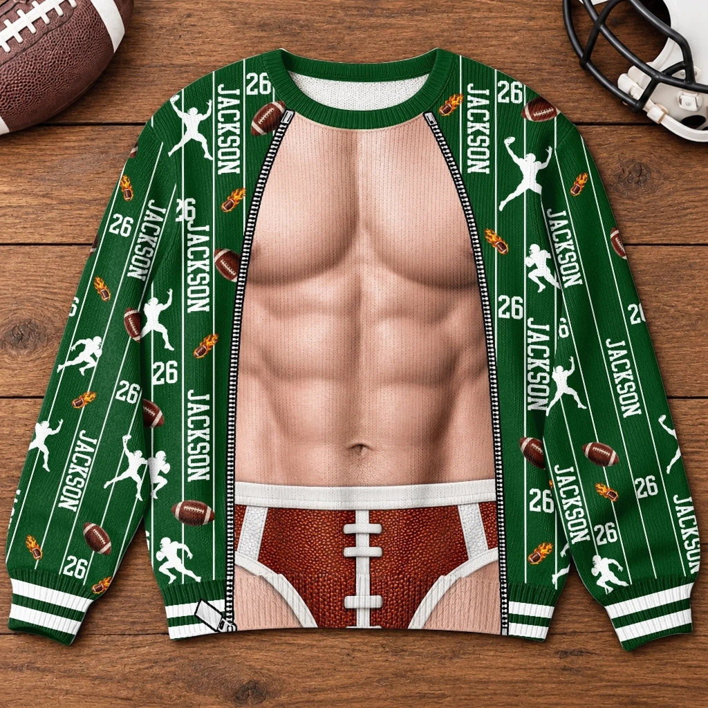 Custom American Football Player Gifts - Personalized Ugly Sweatshirt