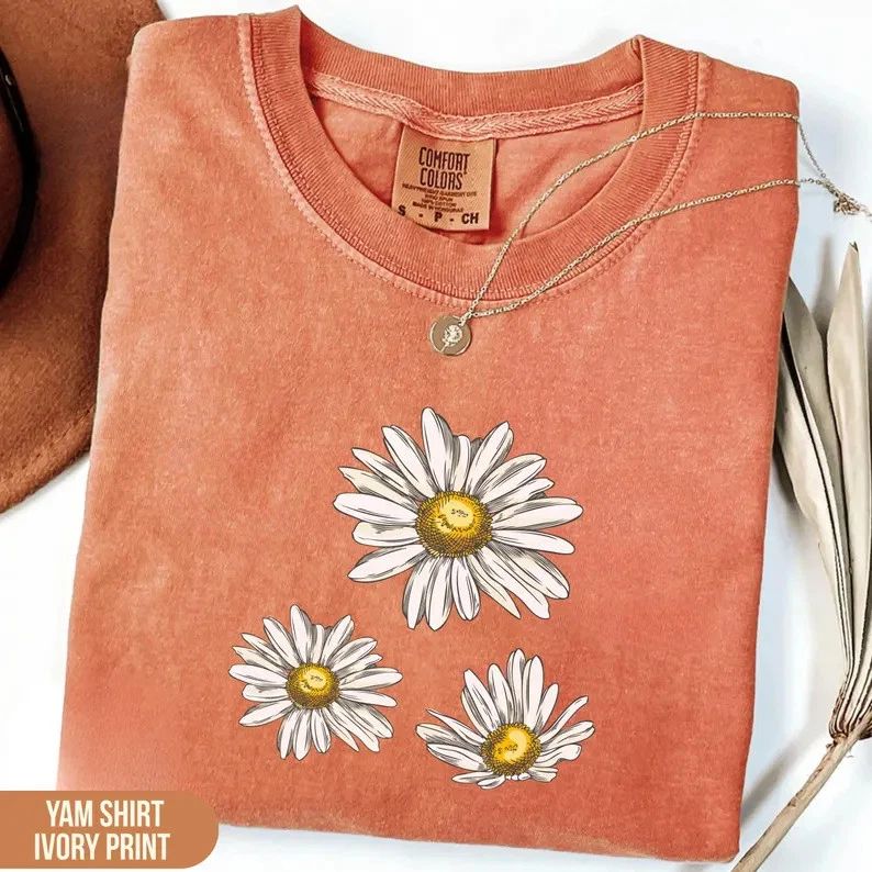 Comfort Colors Checkered Flowers Tee Aesthetic Retro Floral Graphic Shirt