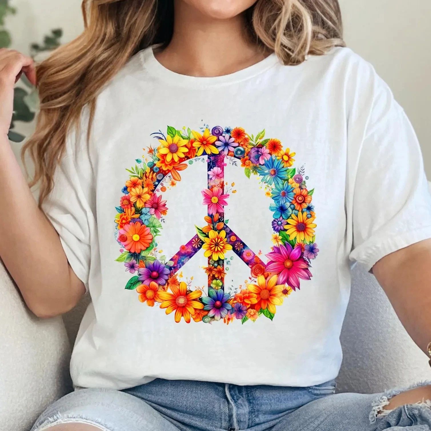 Floral Peace Sign T-Shirt_ Retro Boho Graphic Tee