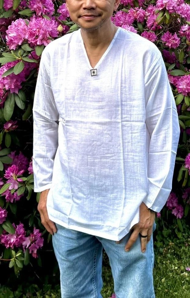 Mens Casual Long Sleeve V Neck Shirt