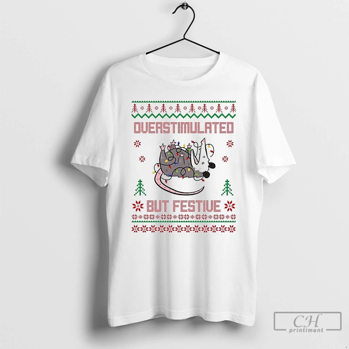 Classic Opossum Overstimulated But Festive Christmas T Shirts