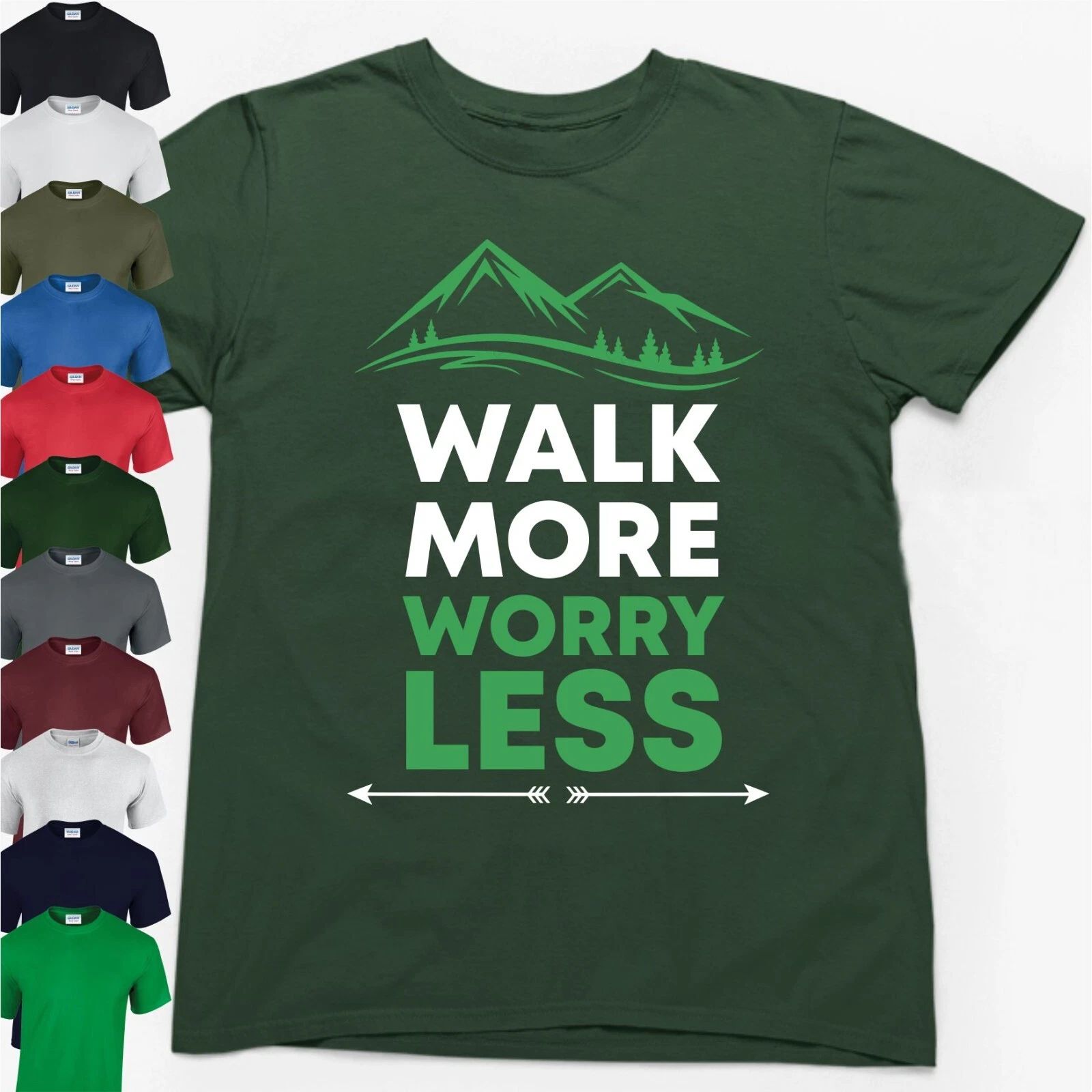 WALK MORE WORRY LESS T-SHIRT > Walking Fun Slogan Novelty Geek Nerd Men's Top
