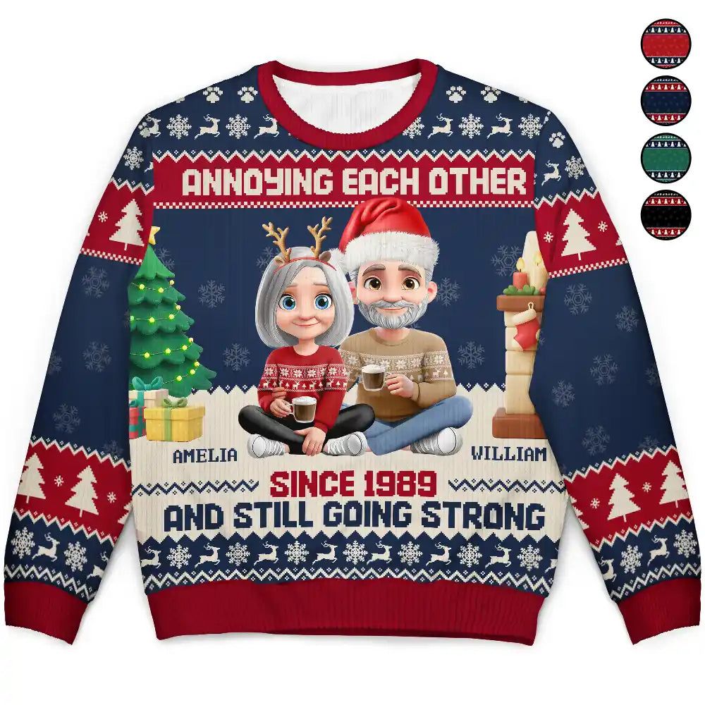 Annoying Each Other 3D Effect Couple - Personalized Unisex Ugly Sweater