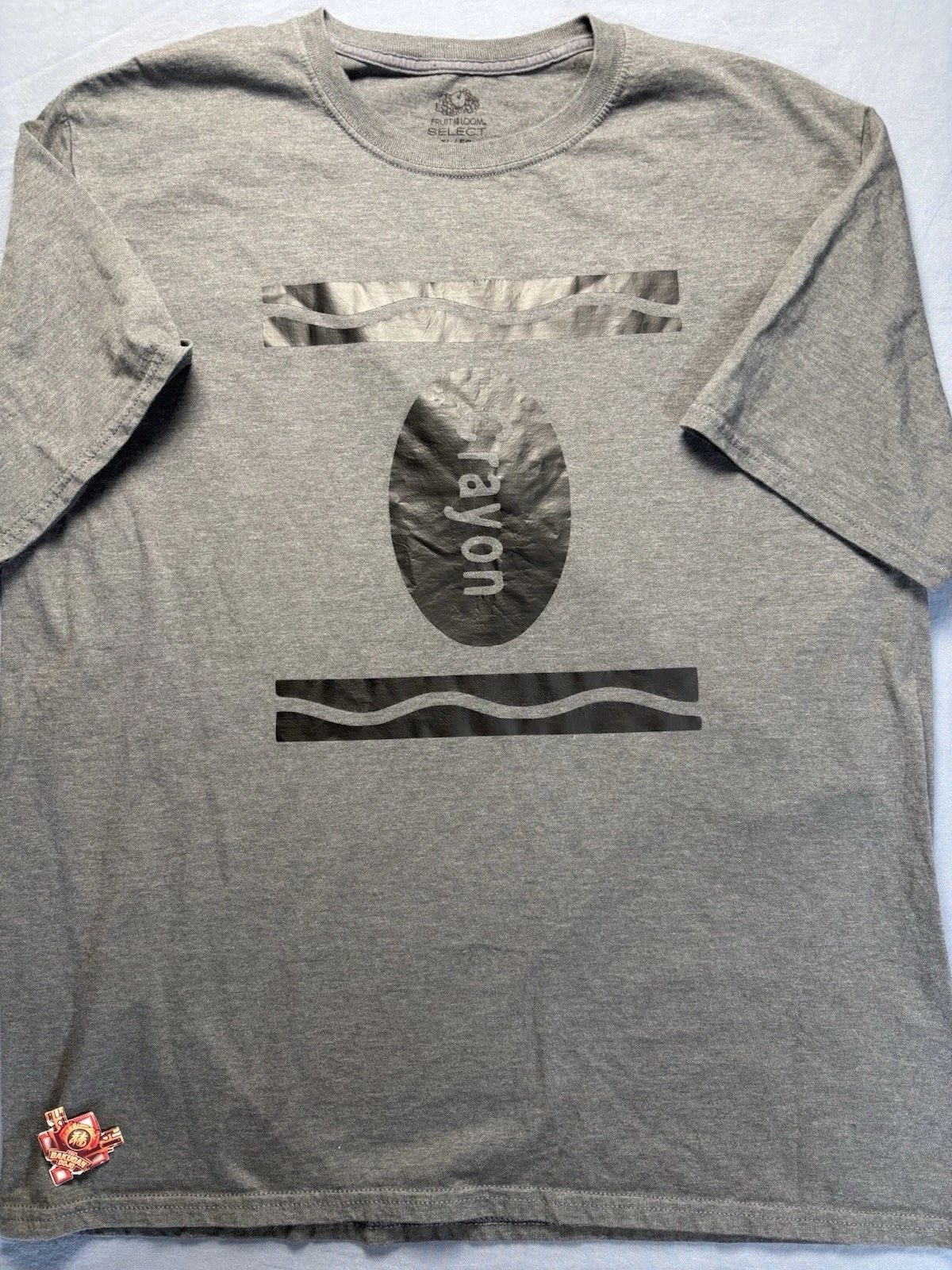 Crayon Graphic T Shirt XL Gray Minimalist Logo Tee Fruit of the Loom