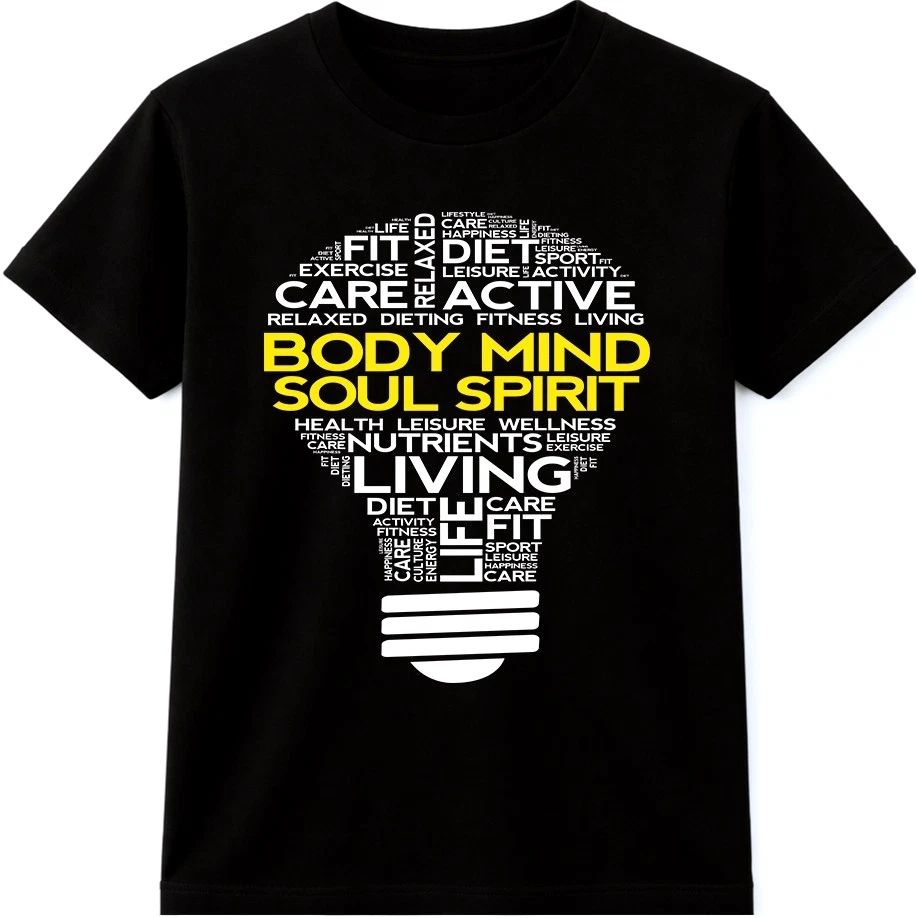 Mind Body Spirit T Shirt Yoga Meditation Fitness Wellness Graphic Tee