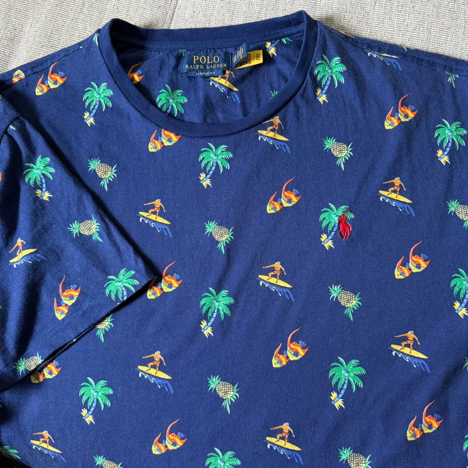 Polo Ralph Lauren Short Sleeve TShirt  XL/TG Crewneck Cotton Blue Surf Tropical