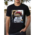 Cat Lives Matter" Funny Quotes T-Shirt - 100% Cotton, Casual & Outdoor Wear