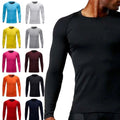 Men Sport Long Sleeve No Plush Underwear Johns Winter Thin Basic Crew Tops Shirt