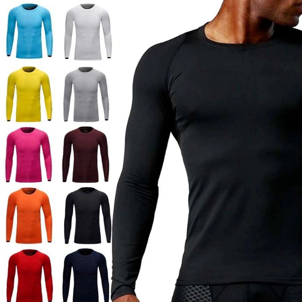 Men Sport Long Sleeve No Plush Underwear Johns Winter Thin Basic Crew Tops Shirt