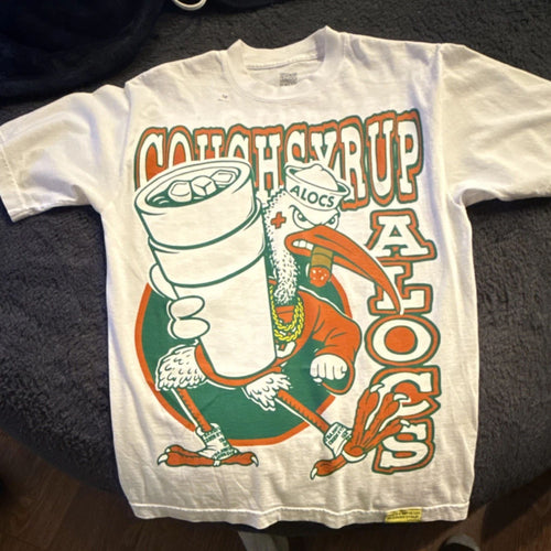 ALOCS Men's Graphic Cartoon Print T-Shirt White Orange Green Regular Fit
