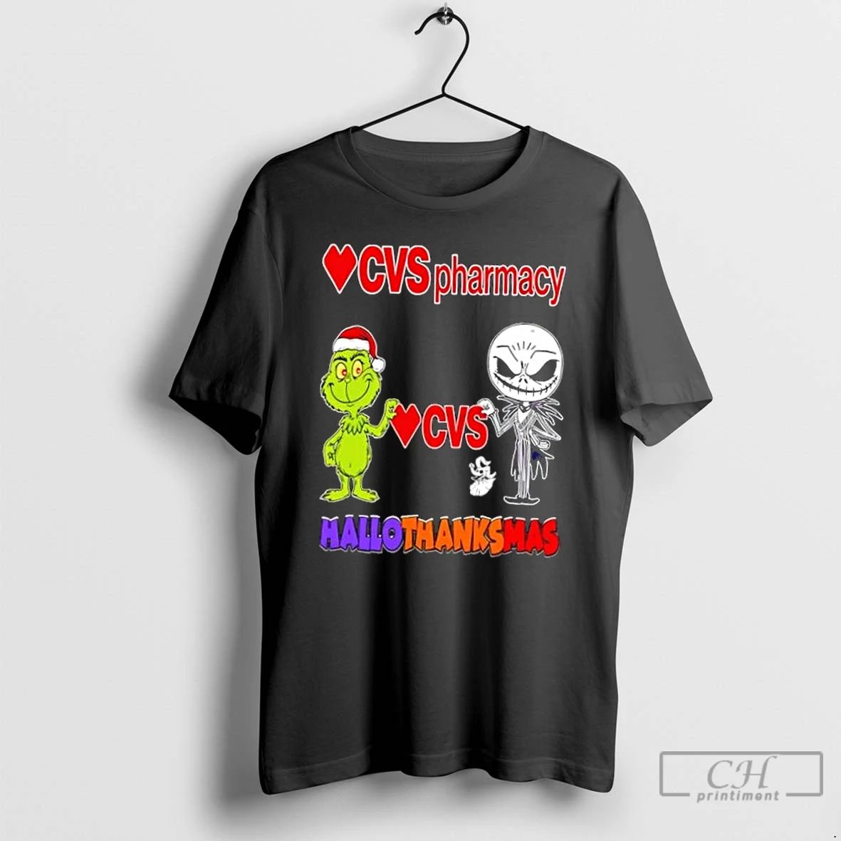 Classic Cvspharmacy X Grinch And Jack Skellington Friends Fist Bump Happy Hallothanksmas T Shirts