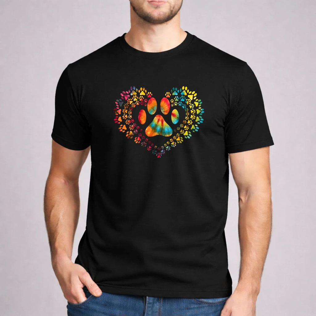 Dog Paw Heart Shirt Tie Dye Rainbow Dog Lover Gift Gildan Unisex Graphic Tee