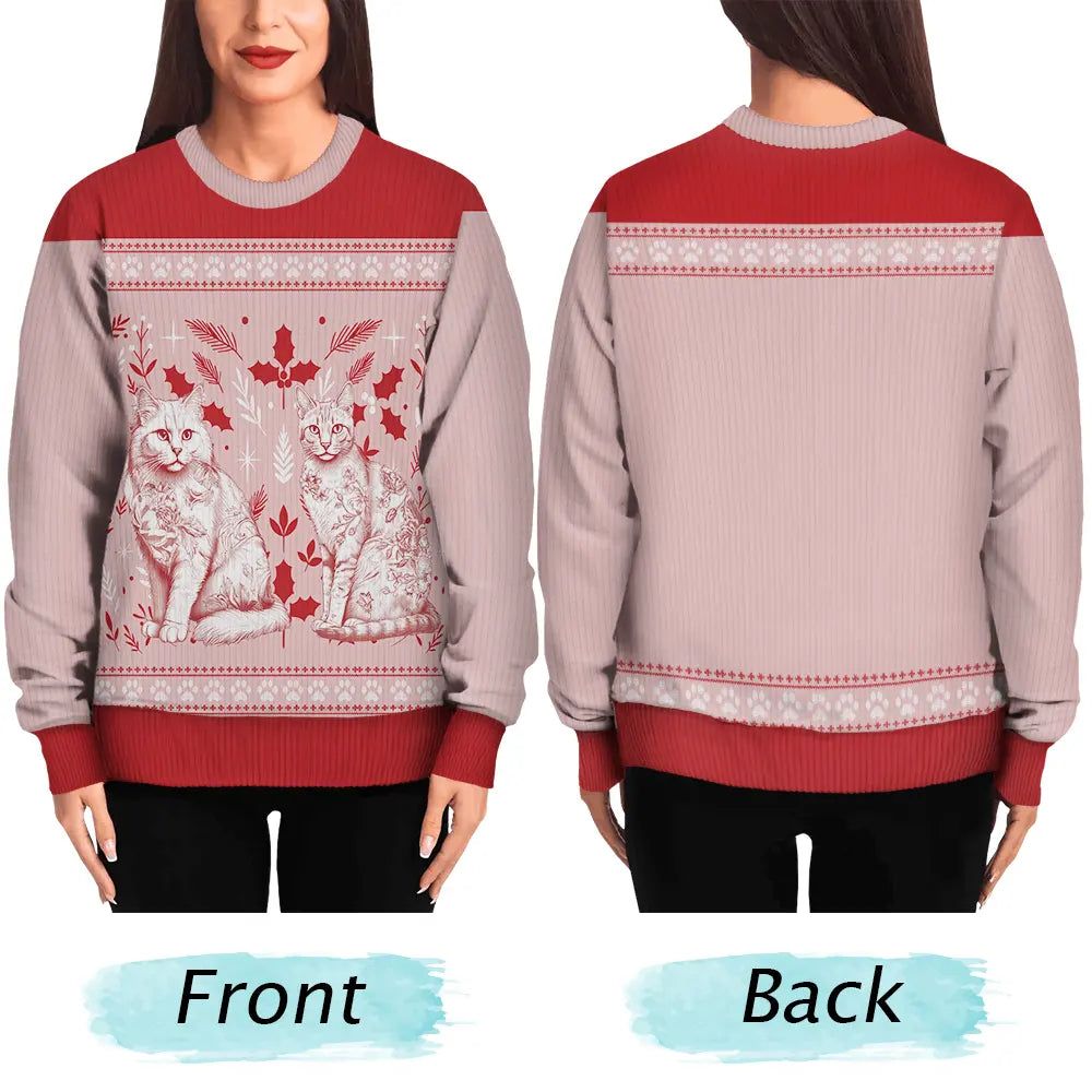 Chinoiserie Toile De Jouy Cat - Personalized Unisex Ugly Sweater