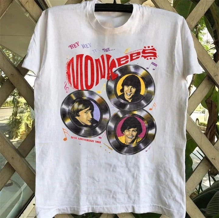 The Monkees 20th Anniversary tour band T-shirt Vtg 90s Short Sleeve tee NH28000