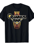 Men's Quark's Bar retro logo pattern T-shirt-black retro sci-fi design yellow re