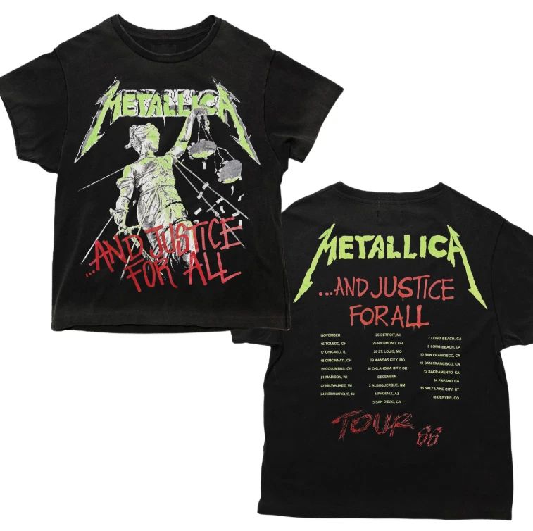 Metallica And Justice For All Tour 1988 Vintage Graphic T-Shirt
