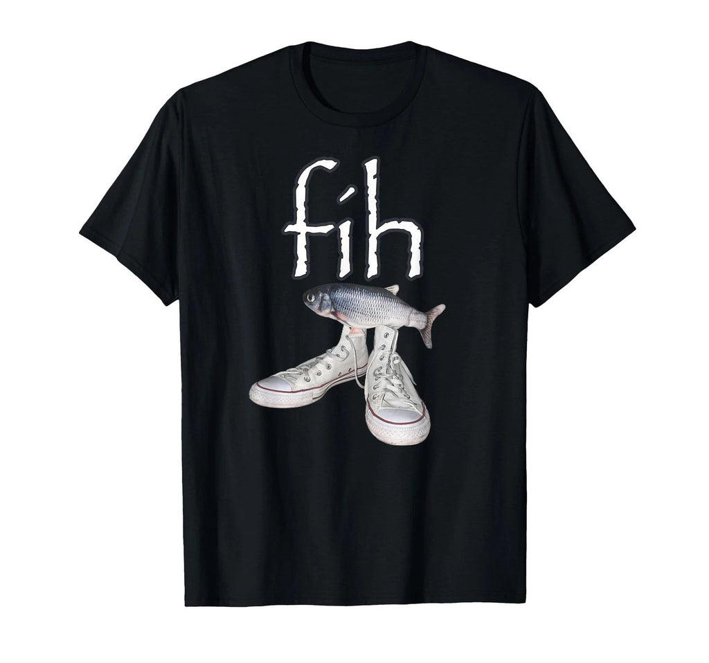 Fih Shoes Fish Funny Misspelled Fish Meme Fih Calling Humor T-Shirt (1)
