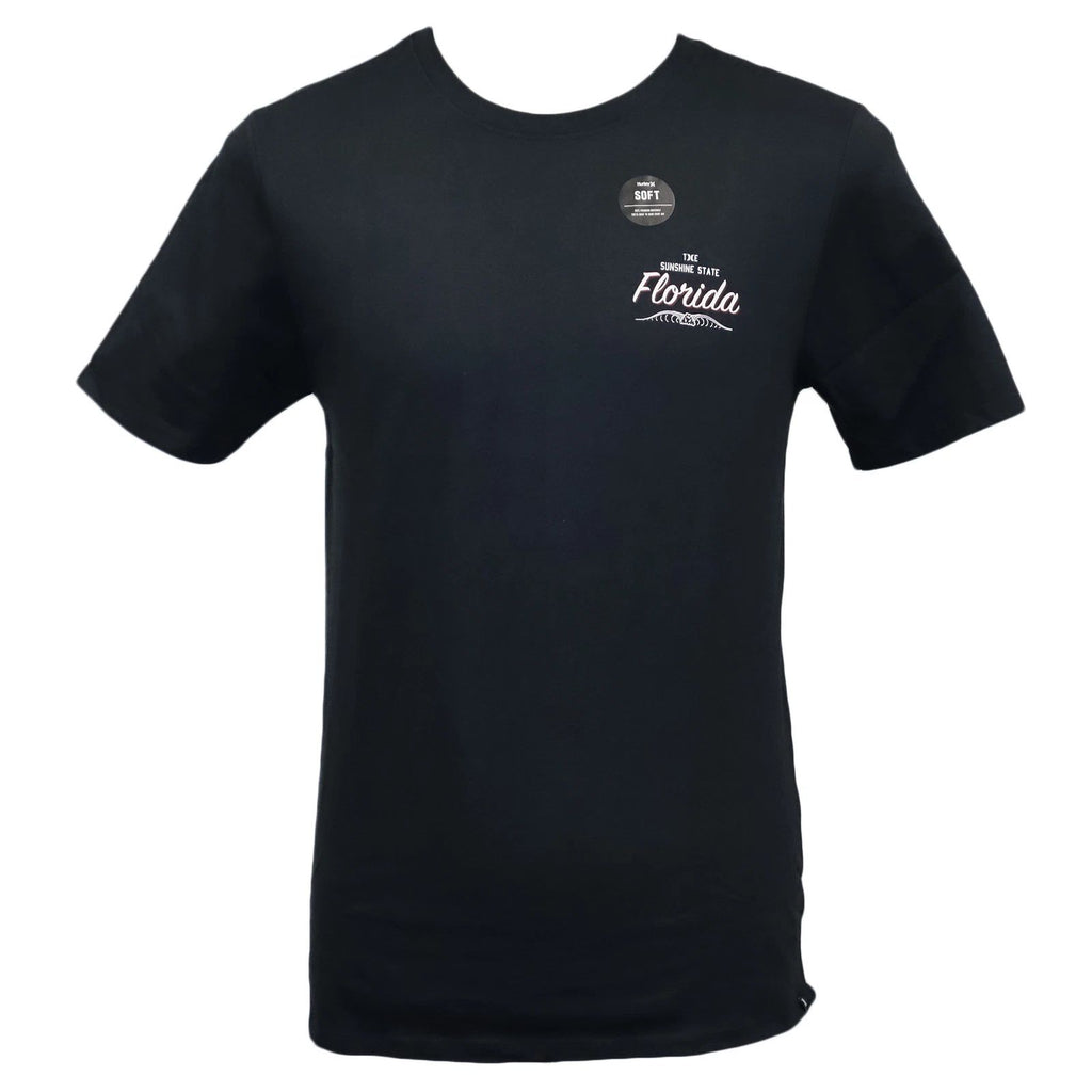 100% Cotton Hurley Men's The Sunshine State Florida 3D Map Black Tee Size XXL