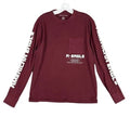 American Eagle Mens M Long Sleeve Graphic Pocket Tee Burgundy Streetwear Casual