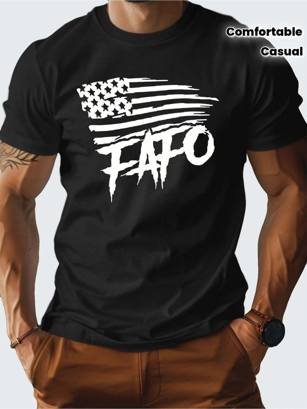FAFO Graphic T-Shirt American Flag Patriotic Funny Quote Casual Tee