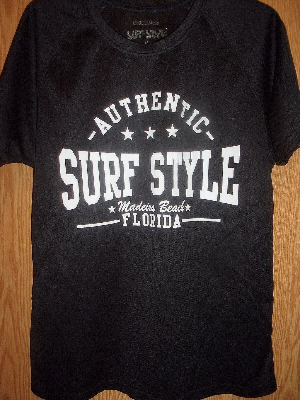MADEIRA BEACH FL SURF STYLE black poly M t shirt Tourist