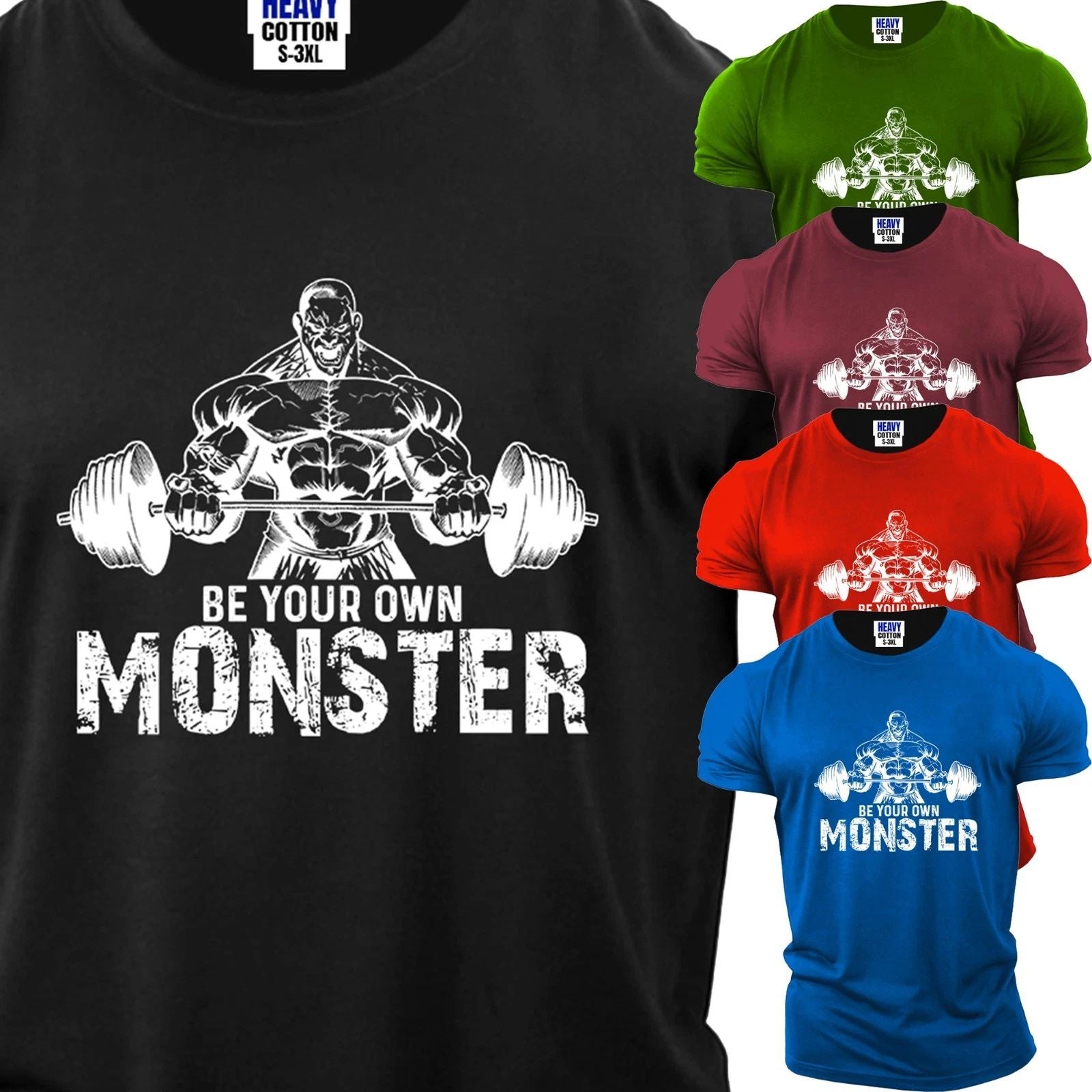 Funny Animal Monster Gym Workout Body Builder Men's T-Shirt USA New Gift Tee