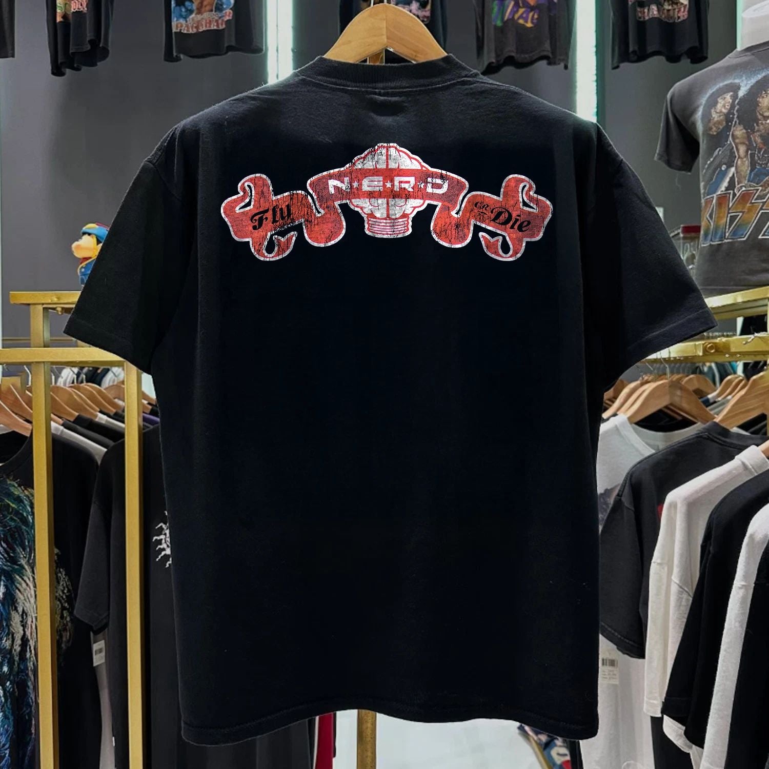2004 N E R D Fly Or Die Rare T-Shirt Black XL