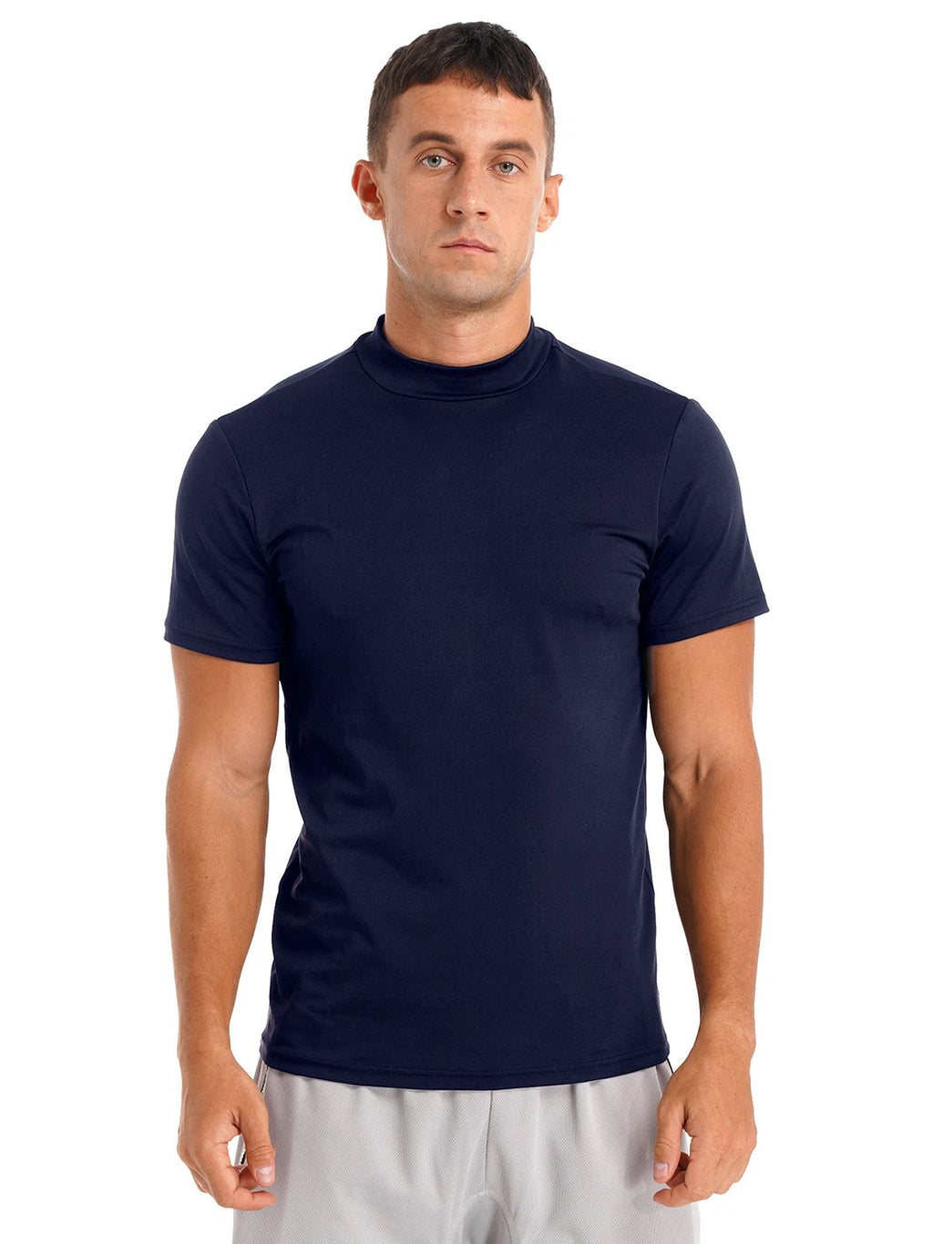Freebily Men's Short Sleeve Undershirts Tops Slim Fit Basic Pullover Tees