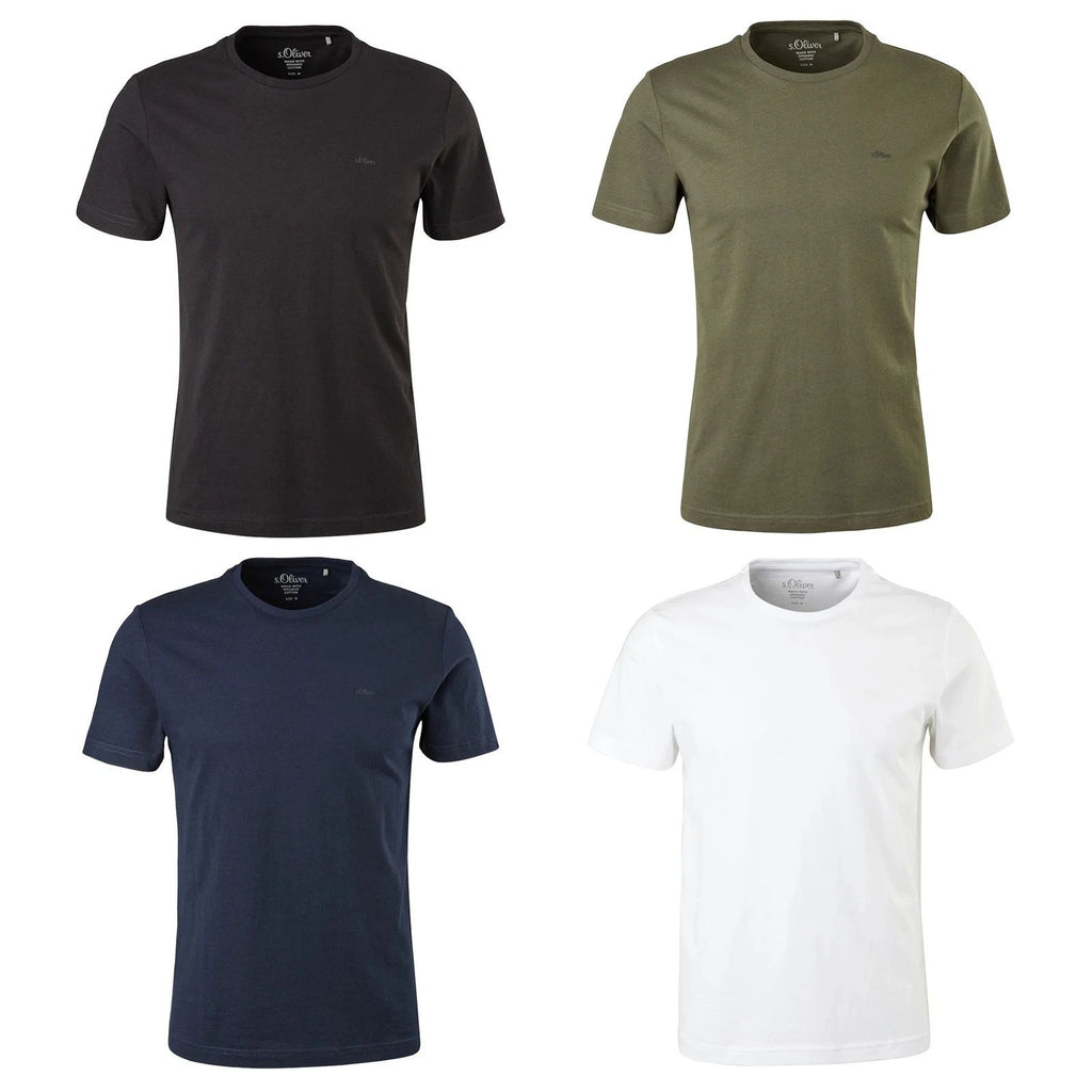 s.Oliver Men's T-Shirt - Basic, Crew Neck, Cotton, Solid