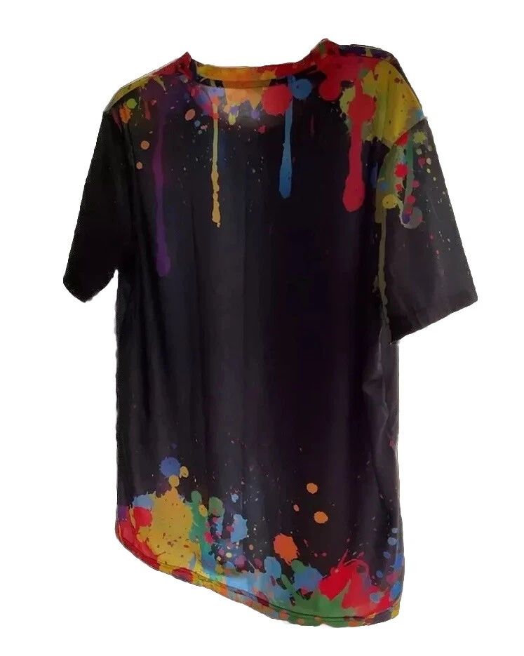 Graffiti Style Colorful Splash 3D Digital Pattern Print Men Top Summer Clothing