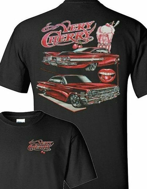 1960 Chevrolet Impala Very Cherry (265) 100% Black Cotton T-Shirt