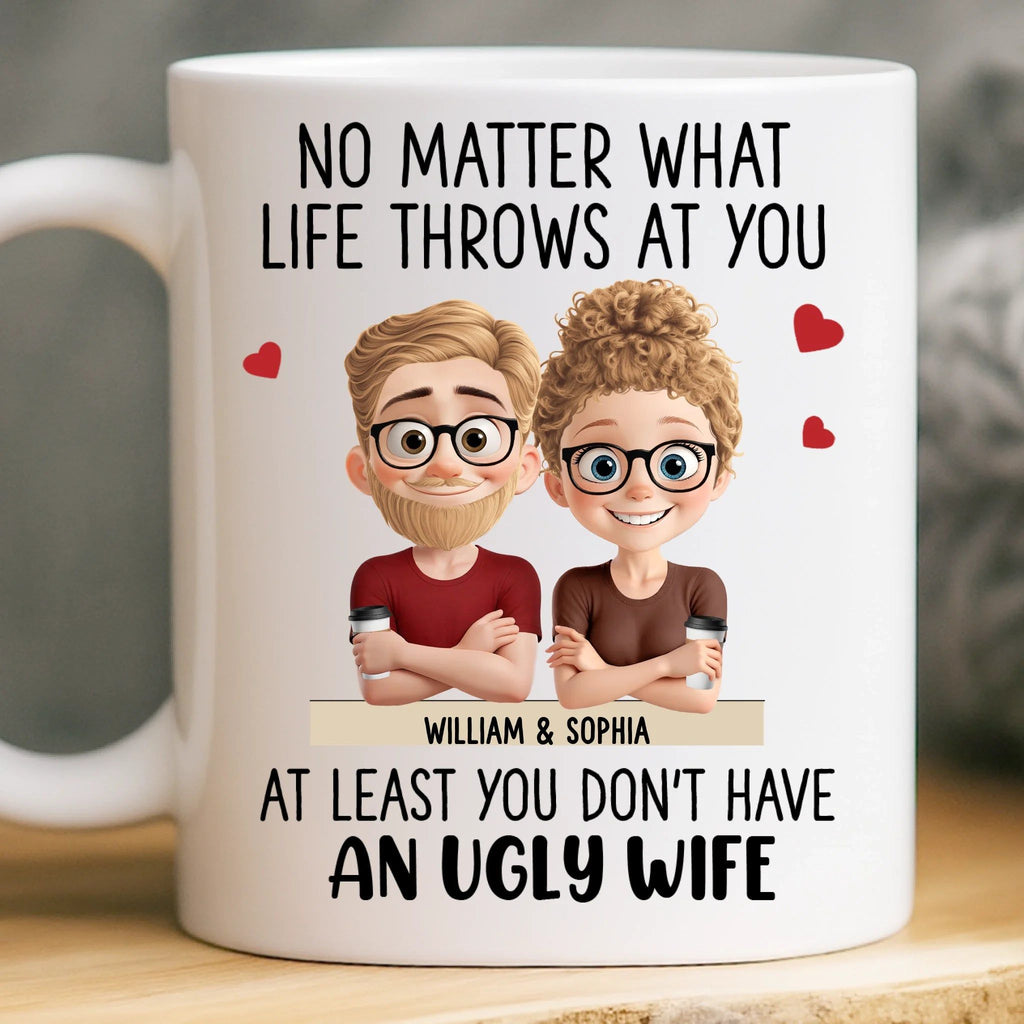 Custom Mug - Personalized Anniversary Wedding Gifts For Husband, Wife, Couple - Zero Ugly Wife Detected