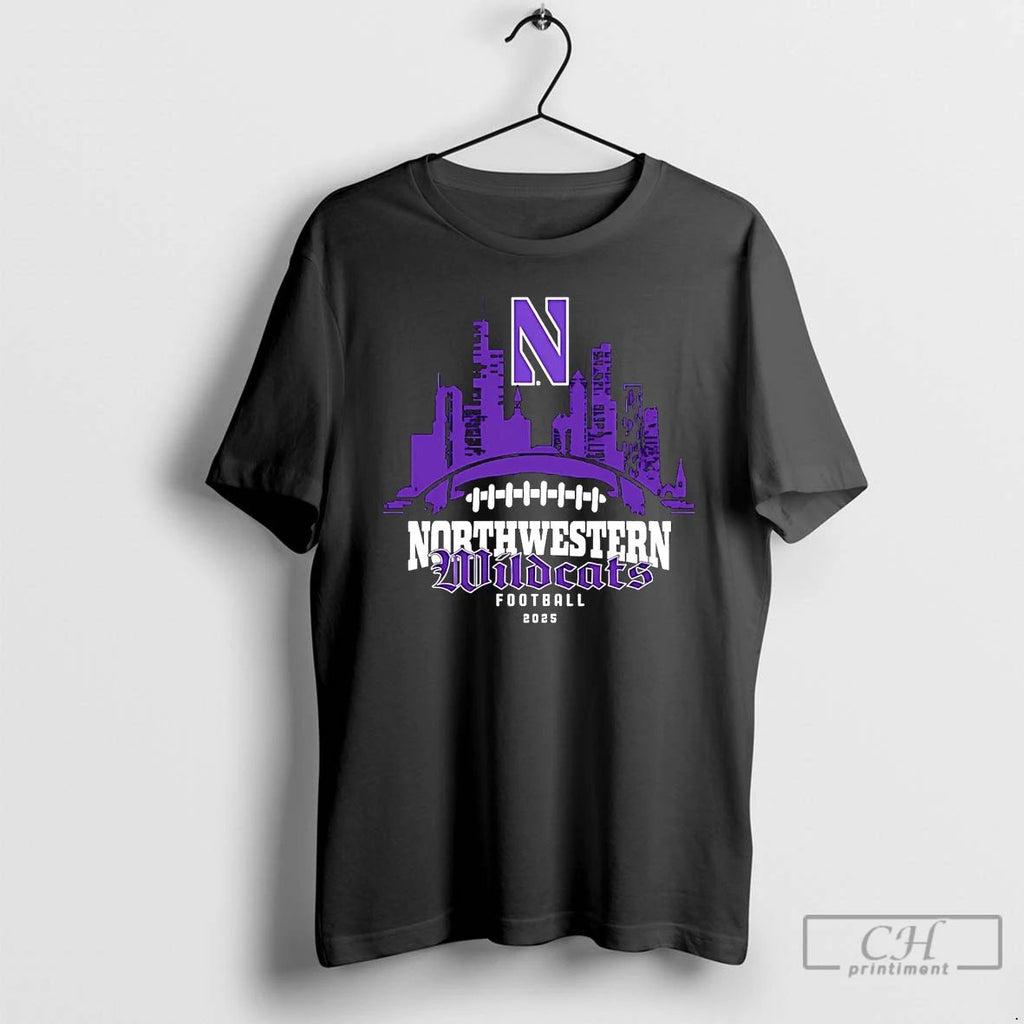 Classic Northwestern Wildcats Football 2025 Skyline T Shirts