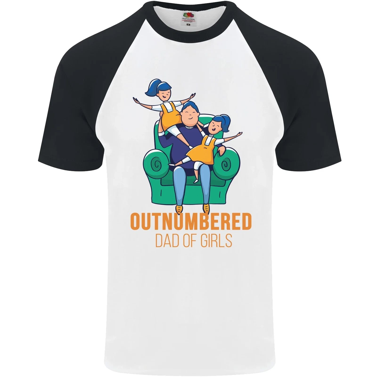 Outnumbered Dad Girls Fathers Day Daughters Mens S/S Baseball T-Shirt