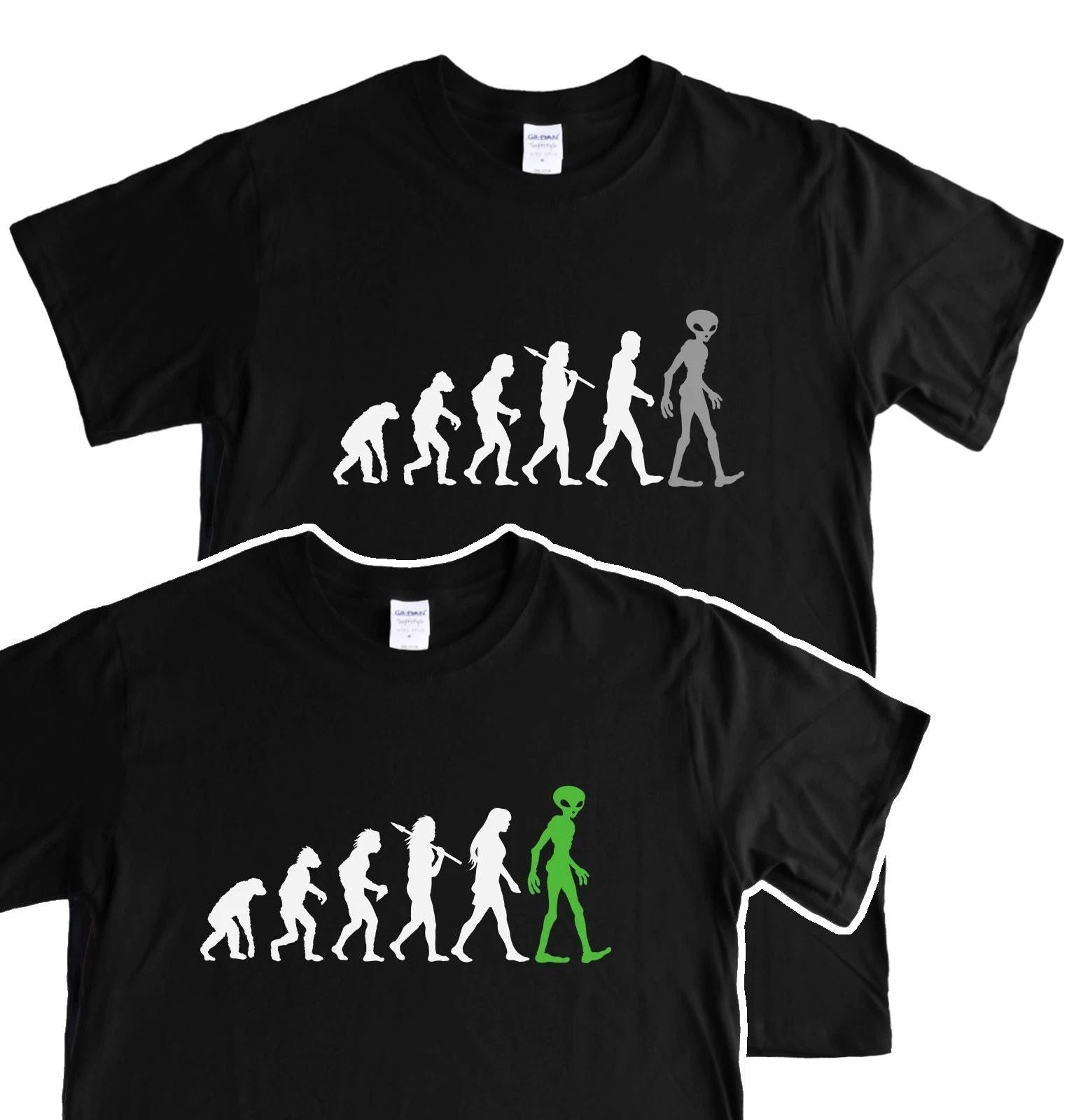 EVOLUTION MAN or WOMAN to ALIEN T-shirt, The Greys, UFO, UAP's, Area 51, S - 5XL