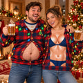 Custom Cheeky Body Illusion Christmas Party Gift For Couples - Personalized Ugly Sweatshirt