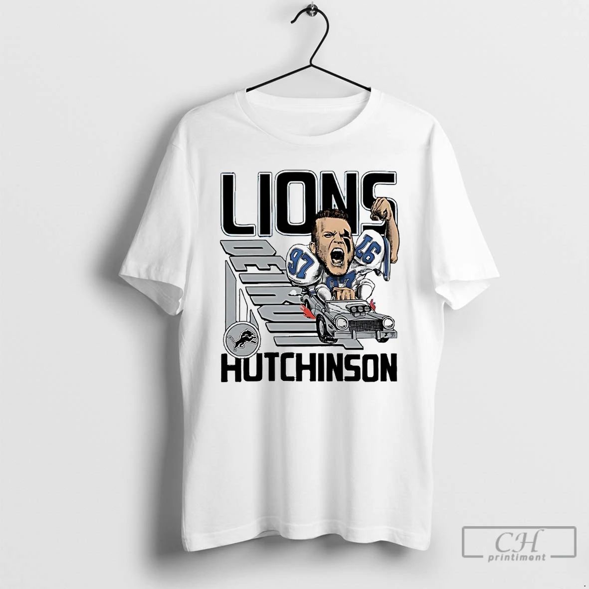 Classic Aidan Hutchinson Racer Caricature Detroit Lions T Shirts