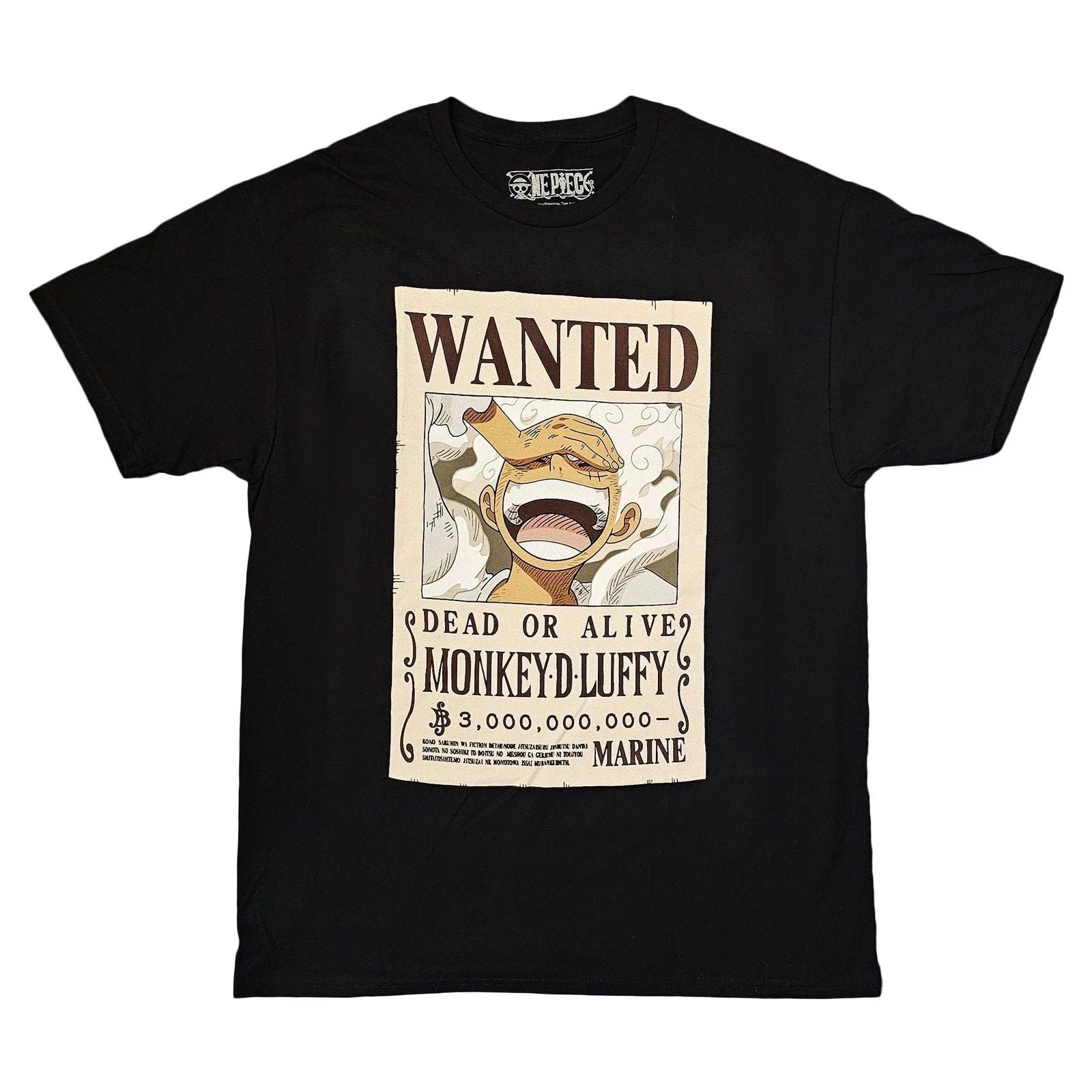 Anime Pirate Wanted Poster Graphic T-Shirt Cotton Unisex Streetwear Tee