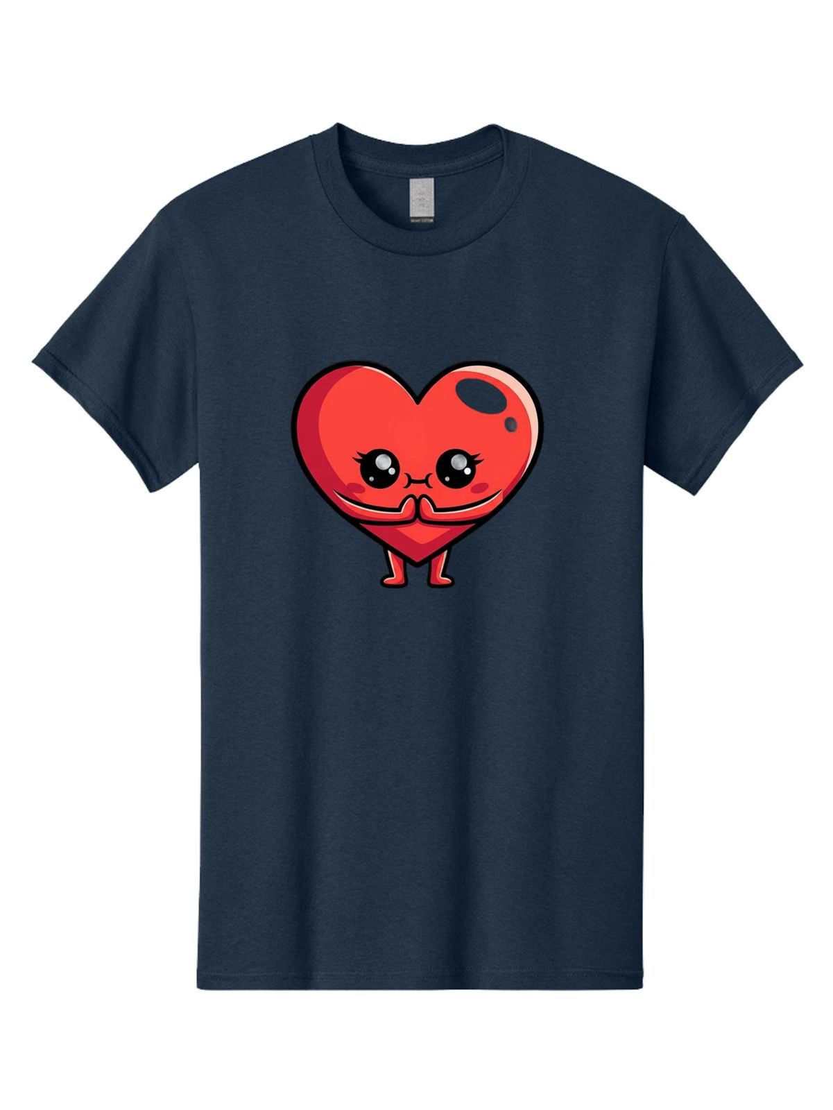 Kawaii-Heart Mens Graphic Tee, 100% Cotton, Casual Summer Wear