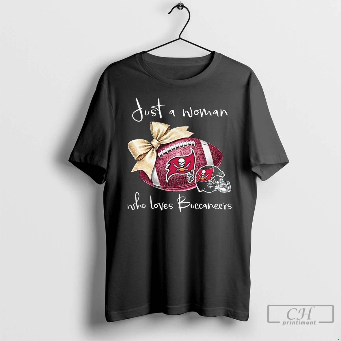 Classic Just A Woman Who Loves Tampa Bay Buccaneers Pink Bow 2025 Long Sleve
