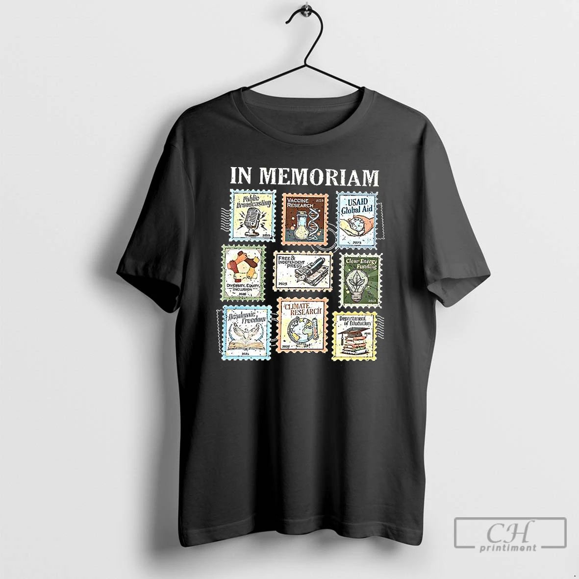 Classic In Memoriam Resist Protest Postage Stamp Graphic T Shirts