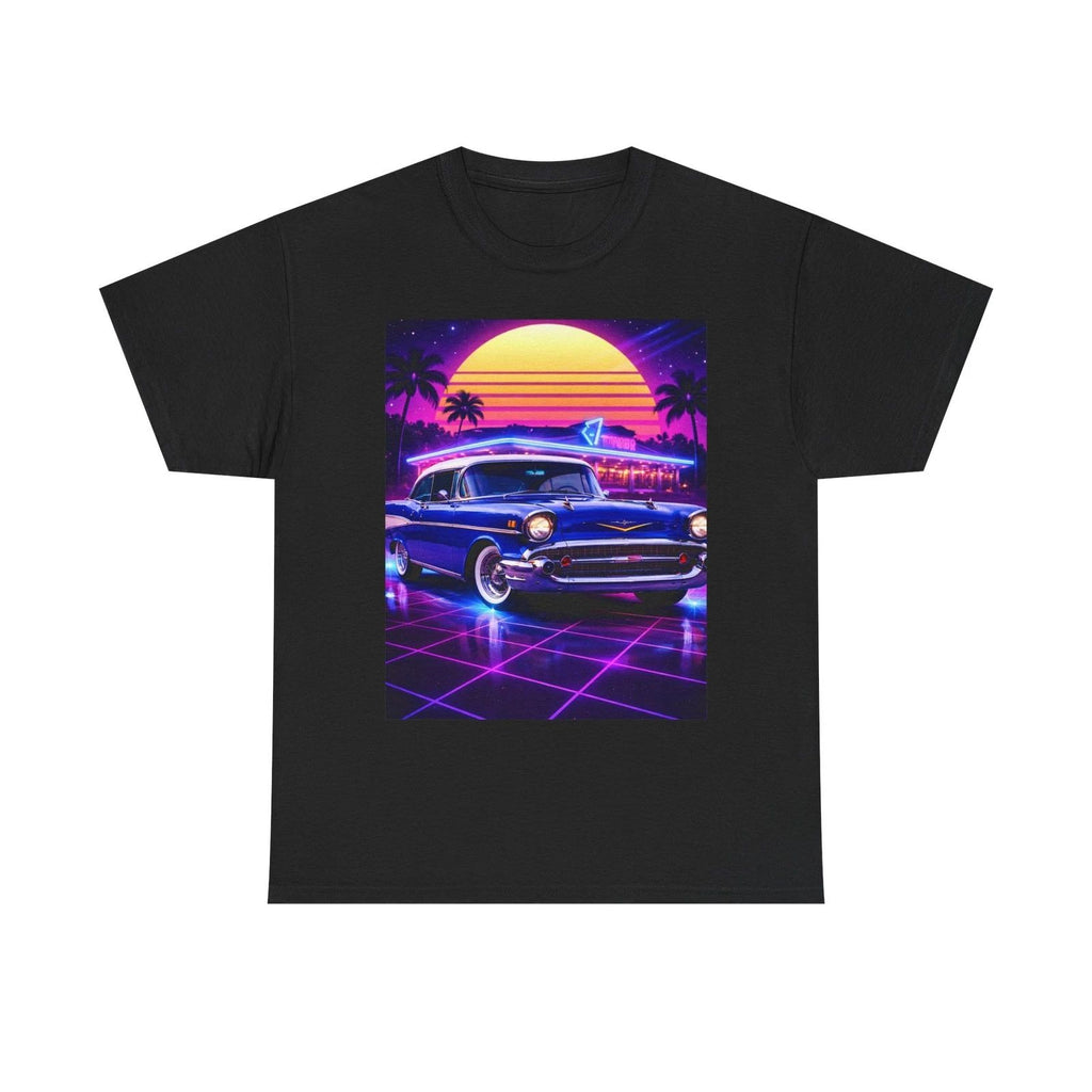 Retro Neon Sunset 1957 Classic Car Tee | Vintage Car Shirt