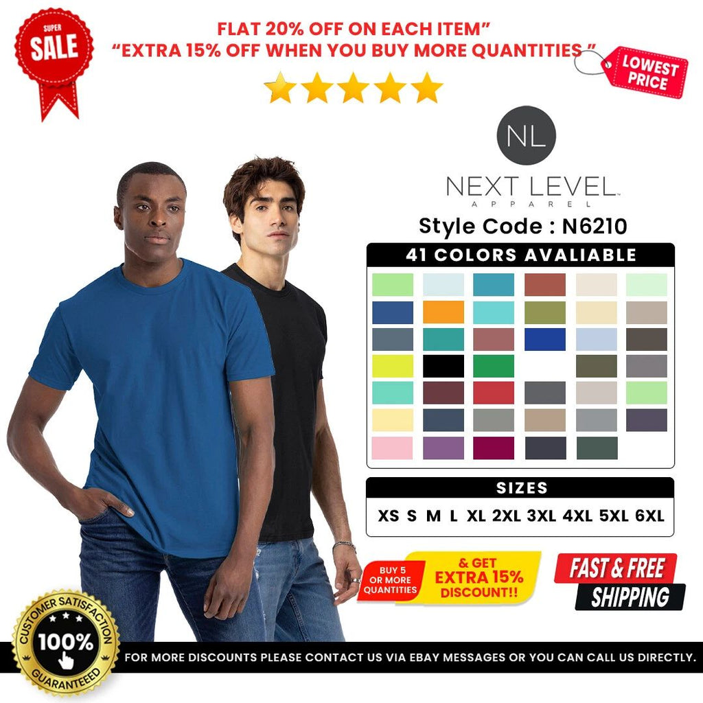 Next Level Unisex Premium CVC T-Shirt Crew Neck Short Sleevees T Shirt N6210