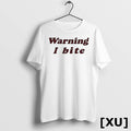 Brooklyn Wearing Warning I Bite Tshirts Sweater