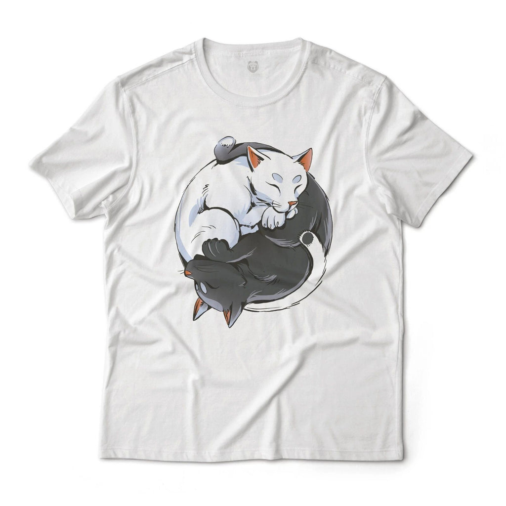 Yin and Yang Cats Monochrome Aesthetic Graphic T-Shirt Lightweight Cotton Tee